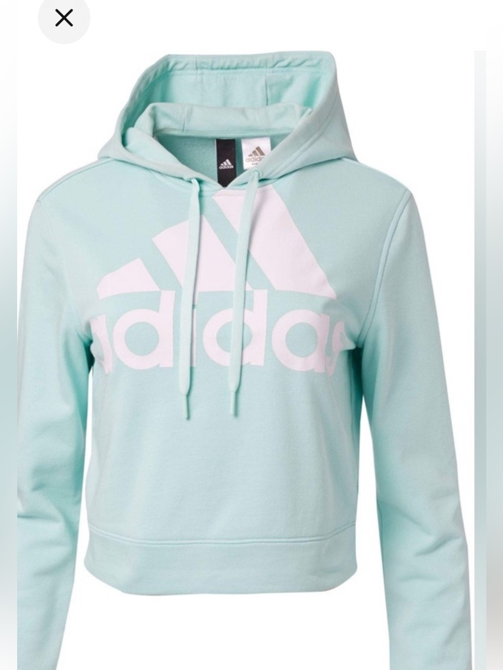 Adidas Womens Mint Green Hoodie Sweatshirt Pullover Cropped Sz S